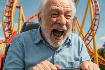 pensioner on a roller coaster